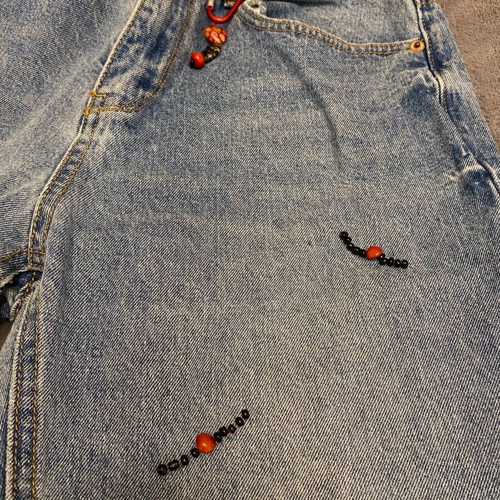 Jeans with hand-sewn beads like new, size 36