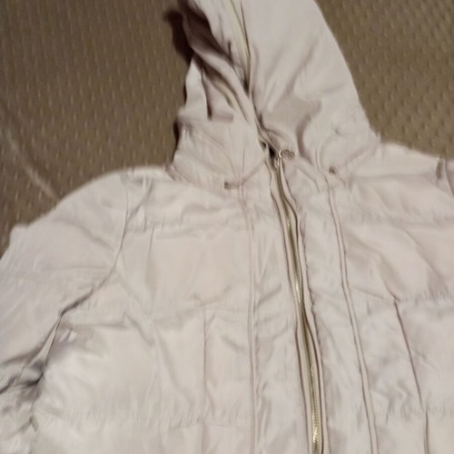 Girls' long beige jacket like new with hood