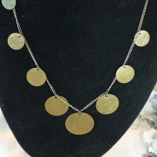 Hermina necklace with Ottoman coins like new, metal and bronze
