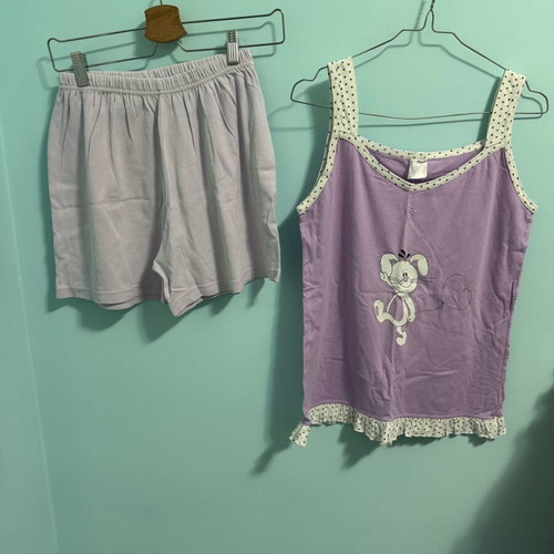 Lilac Bunny Pajama Set used, sleeveless top and shorts