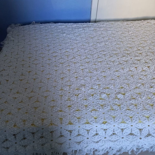 Single knitted summer blanket white handmade new
