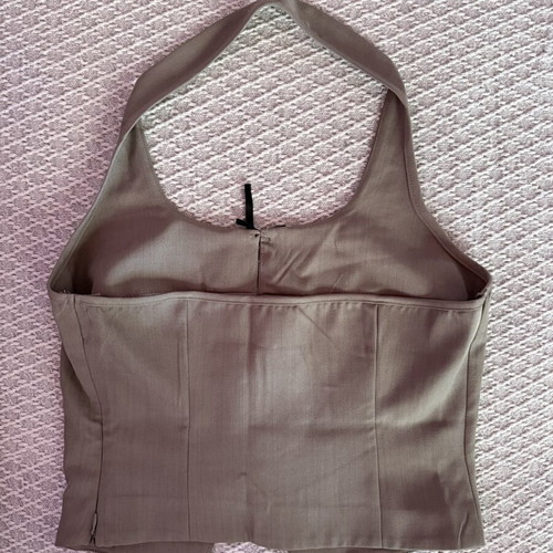 Elegant top with black bows, grey, size S