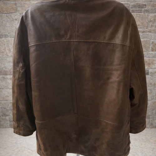 Men's leather coat 2XL with removable vest like new, brown
