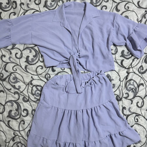 Women's set skirt and blouse in purple like new