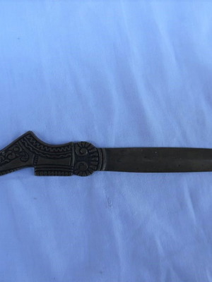 Bronze letter opener with tsarouchi-shaped handle