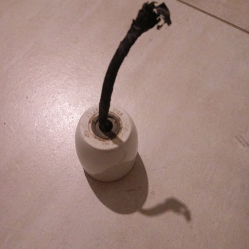 Porcelain light socket used, white