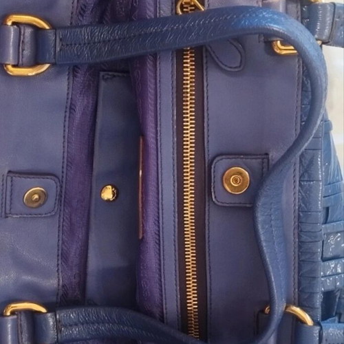 Prada Iris Vernice Weave Patent Leather Shoulder Tote, purple