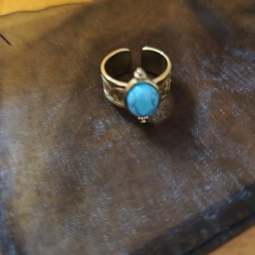 Ring with turquoise stone adjustable, stainless steel