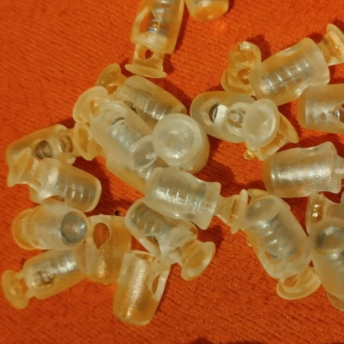 Plastic stopper for cords new, 30 transparent pieces