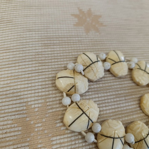 Vintage carved calf bone bracelet, 1970s