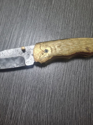 Damask blade knife with brass handle new