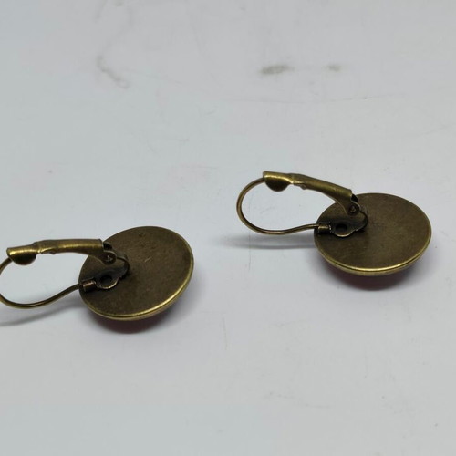 Handmade earrings with painted landscape, like new