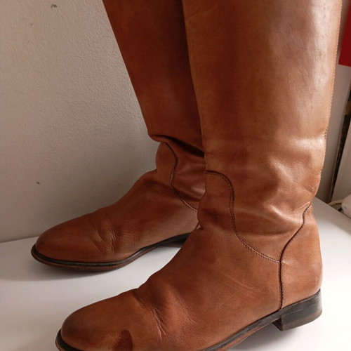 Leather women's boots used, size 38, brown