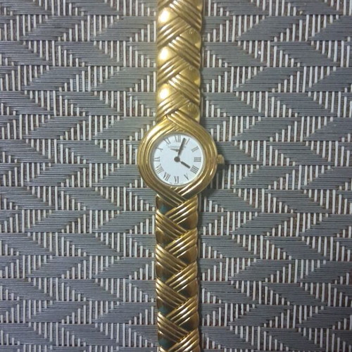 Longines wristwatch 1990 used, gold color, needs battery