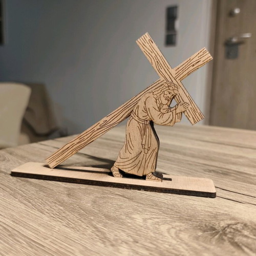 Handmade wooden decorative figure Christ Carrying the Cross new