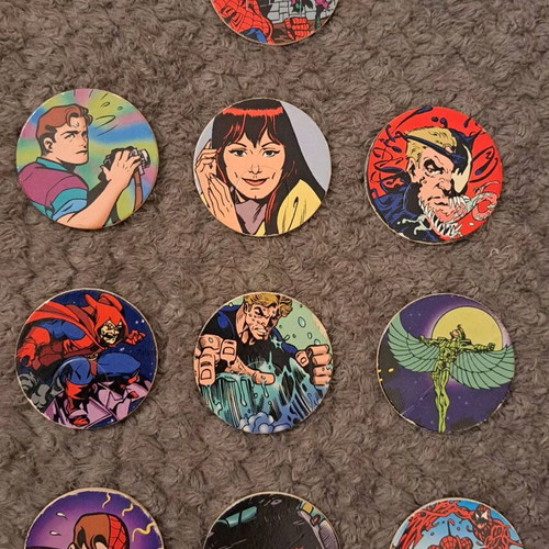 Vintage Marvel POG 1994 used caps, collection of 51 pieces