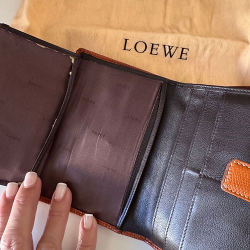 Loewe Leather Wallet used brown with Anagram logo