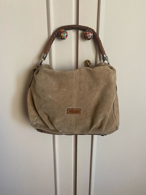 Massimo Dutti bag like new, beige suede with smooth leather details
