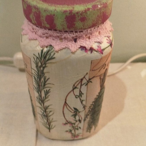 Glass jar decoupage handmade like new