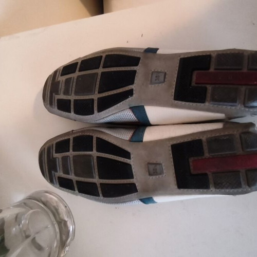Prada leather ballerinas used, size 38.5, gray and blue