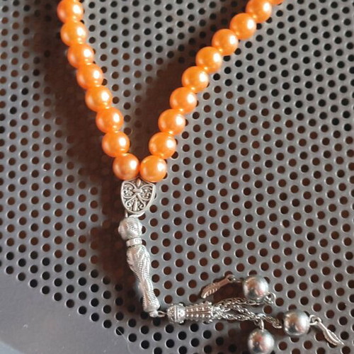Muslim prayer beads new, synthetic with silver plated design