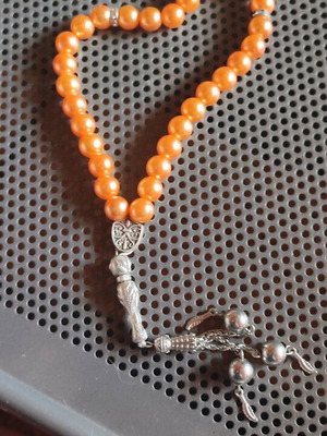 Muslim prayer beads new, synthetic with silver plated design