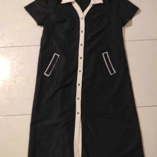 SHEIN Curve Maxi Black Shirt Dress with White Details, 1XL