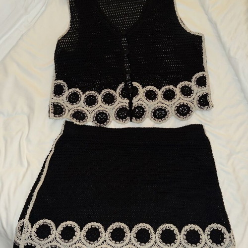 Mango Crochet boho summer co-ord set vest & mini skirt