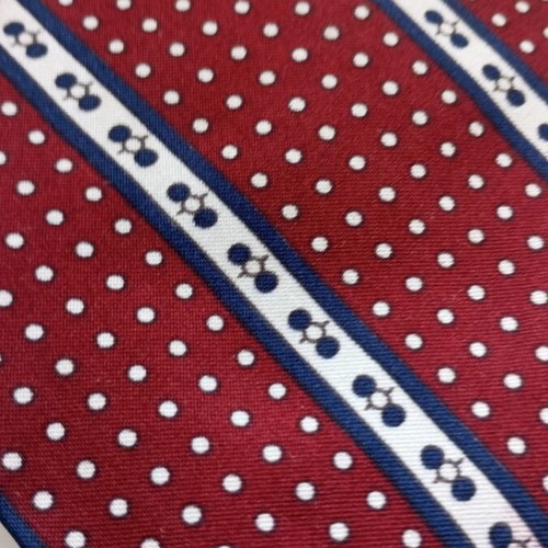 Vintage silk tie La Cravate au Bon Ton Athènes like new, burgundy polka dot stripes