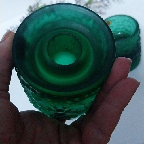 Rudolf Jurnikl Daisies Candle Holders emerald green, new