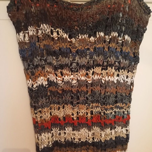 Vintage leather knitted blouse top from Turkey 1997 used
