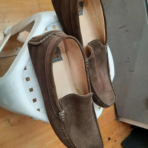 Men's brown leather suede moccasins new, size 44