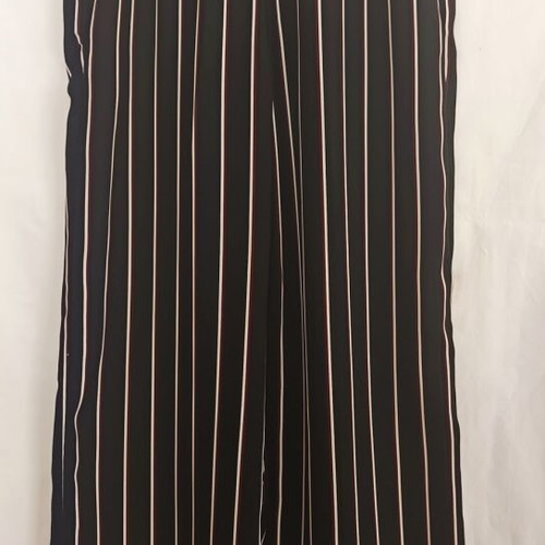 ZARA Black Striped Wide-Leg Pants With Elastic Waistband Like New XS