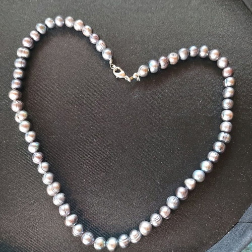 Black Genuine Pearl Necklace new 46cm, 8×9mm pearls