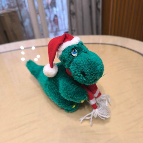 Plush Green Dinosaur with Scarf like new, children's toy