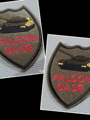 Falcon Base embroidered military patches, set of 2