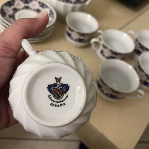 Vintage Schwarzenhammer Bavaria Porcelain Tea and Coffee Set for 6, like new