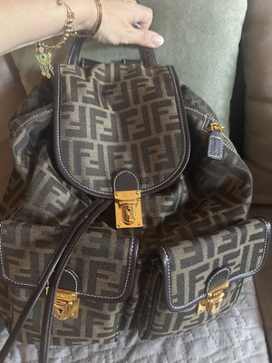 Fendi Back Bag used, large, beige and brown