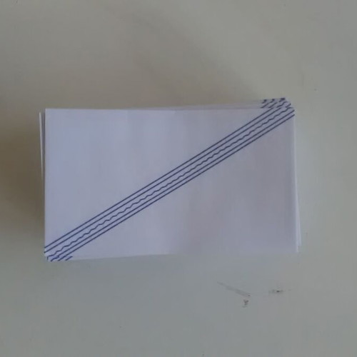 White postal envelopes with blue diagonal stripe and security print, pack of 147