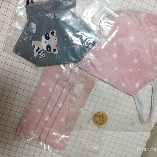 Handmade masks new, set of 3, 100% cotton pastel colors