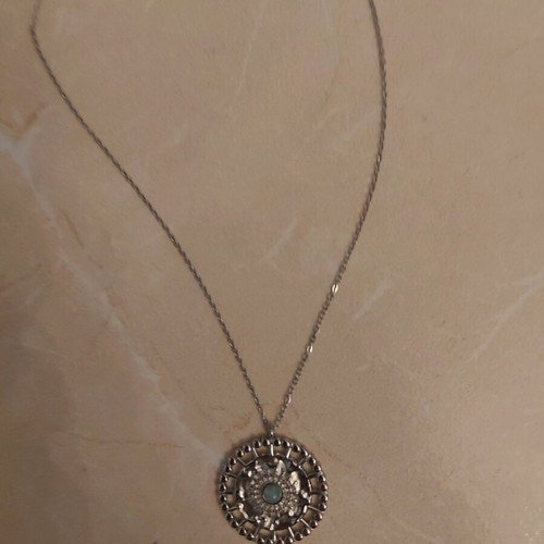 Stainless steel necklace with blue stone new