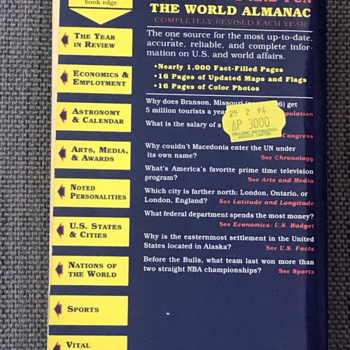 The World Almanac and Book of Facts 1994 used, English