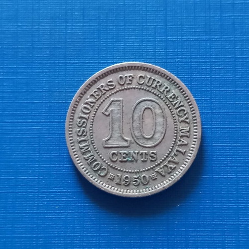 Malaysia 10 cents coin 1950 like new