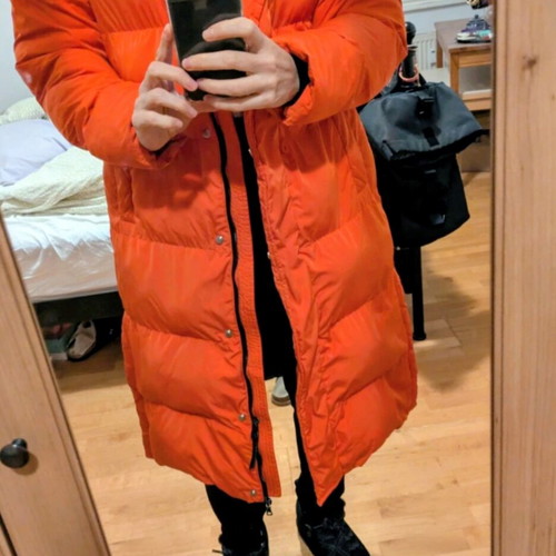 Superdry Long Puffer Jacket Unisex Small used, orange