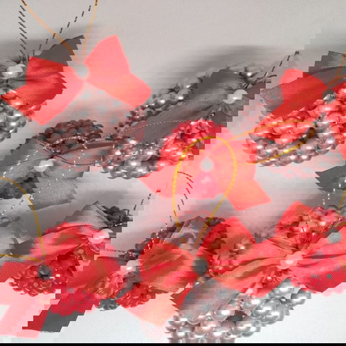 Луксозен ръчно изработен сет коледни топки за елха от перли и кристали