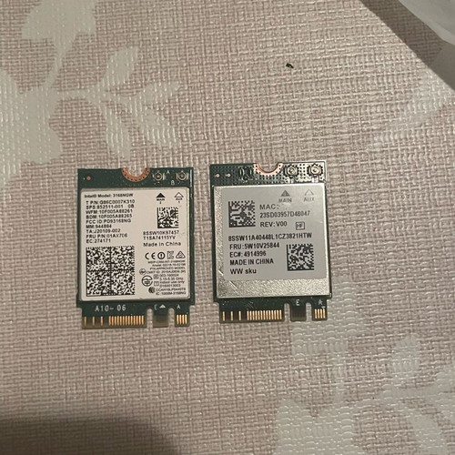 Wi-Fi and Bluetooth laptop modules used, pack of 2, M.2