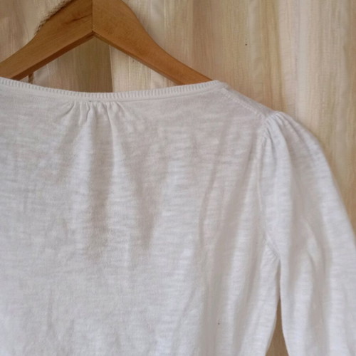 Naf Naf cardigan used, white, thin knit, 3/4 sleeve