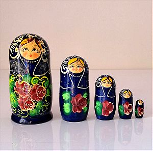 Ρώσικο Ξύλινο Διακοσμητικό "Ματριόσκα" 5τεμ. Hand Painted #01680
