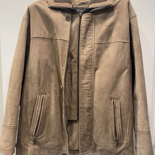 Genuine leather suede jacket men's, like new, brown
