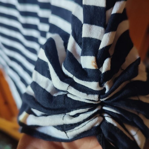 Striped navy blue sleeveless blouse, large size